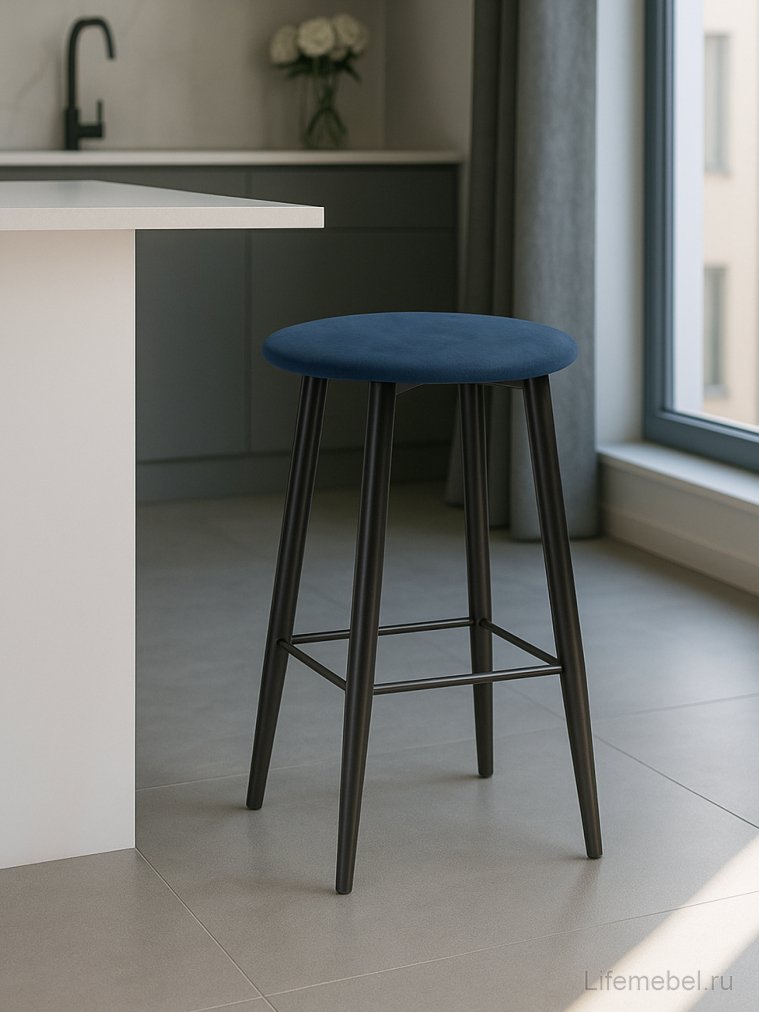 Полубарный стул Гангток темно-синий / черный матовый