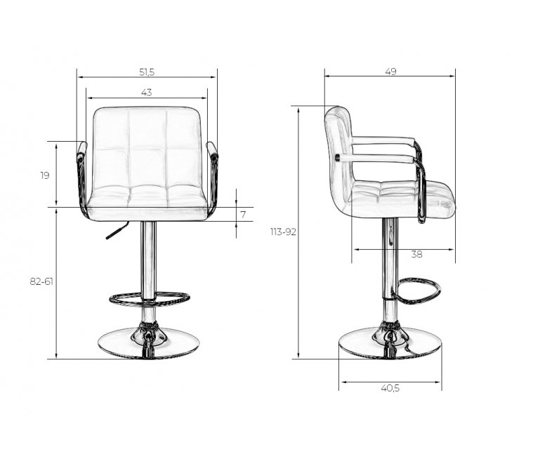 Барный стул Kruger Arm Black серый / черный