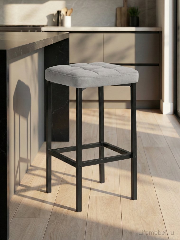 Полубарный стул Лофт серый (катания сильвер) / черный