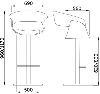 Барный стул Rossi черный / хром