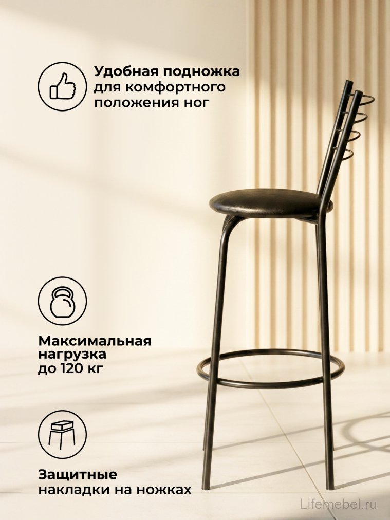 Барный стул Sadov черный / светлый мусс