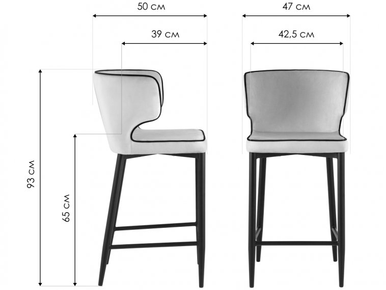 Полубарный стул Адальодо велюр шампань / кант / темное дерево