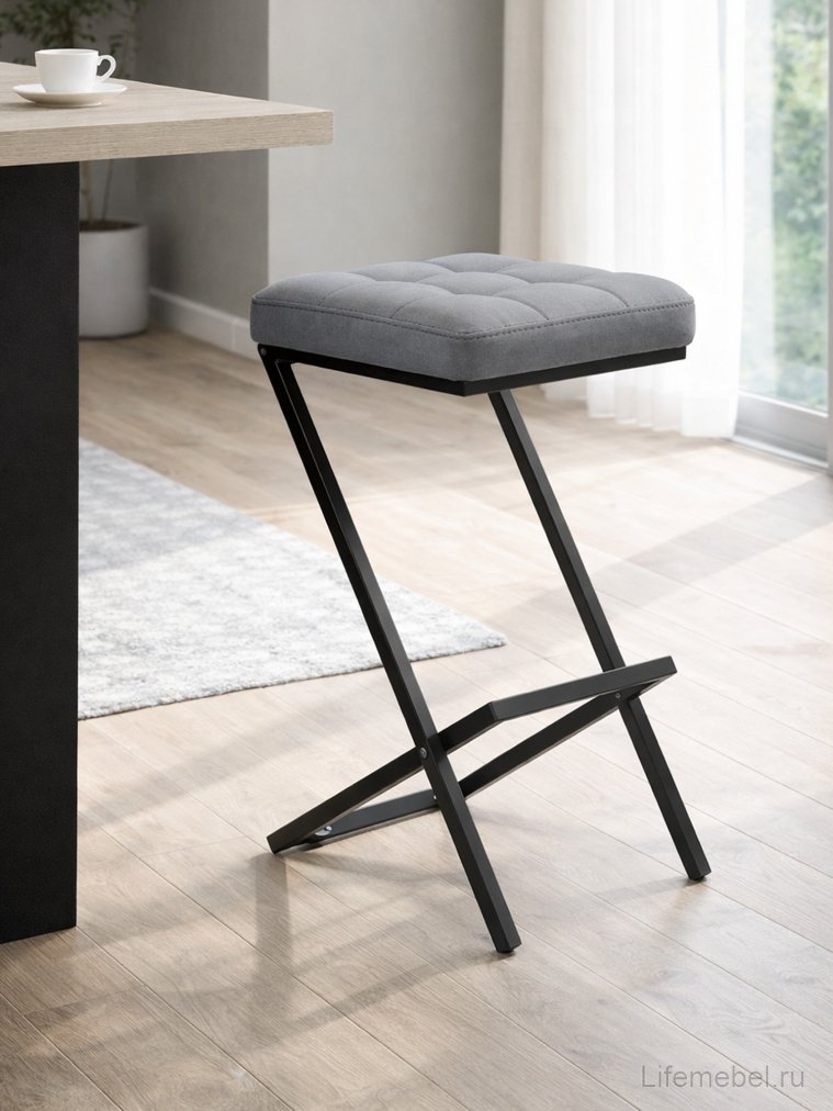 Полубарный стул Амаури микровелюр катания сильвер / черный