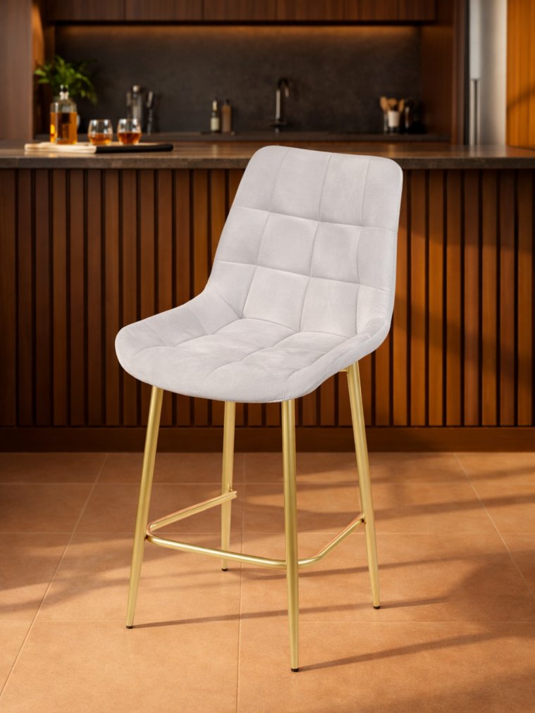 Полубарный стул Челси 360 светло-серый (zd 960) / золотой