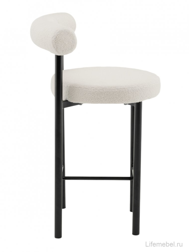 Полубарный стул Флориан букле молочный / черный
