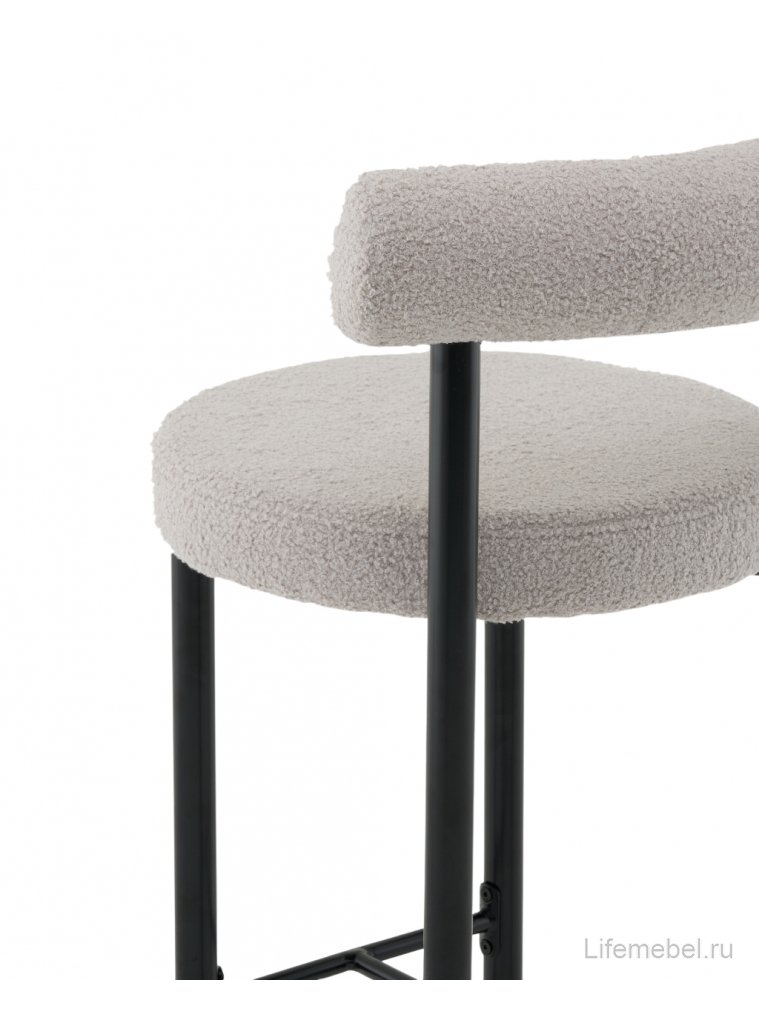 Полубарный стул Флориан букле светло-серый / черный