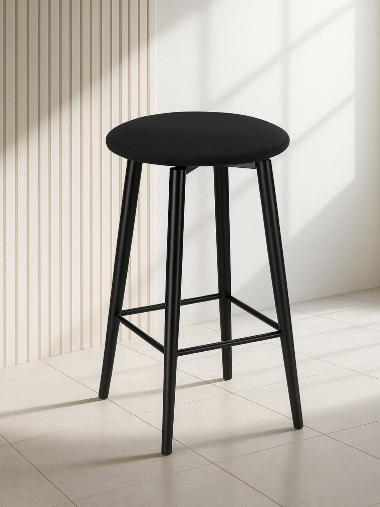 Полубарный стул Гангток крутящийся черный / черный матовый