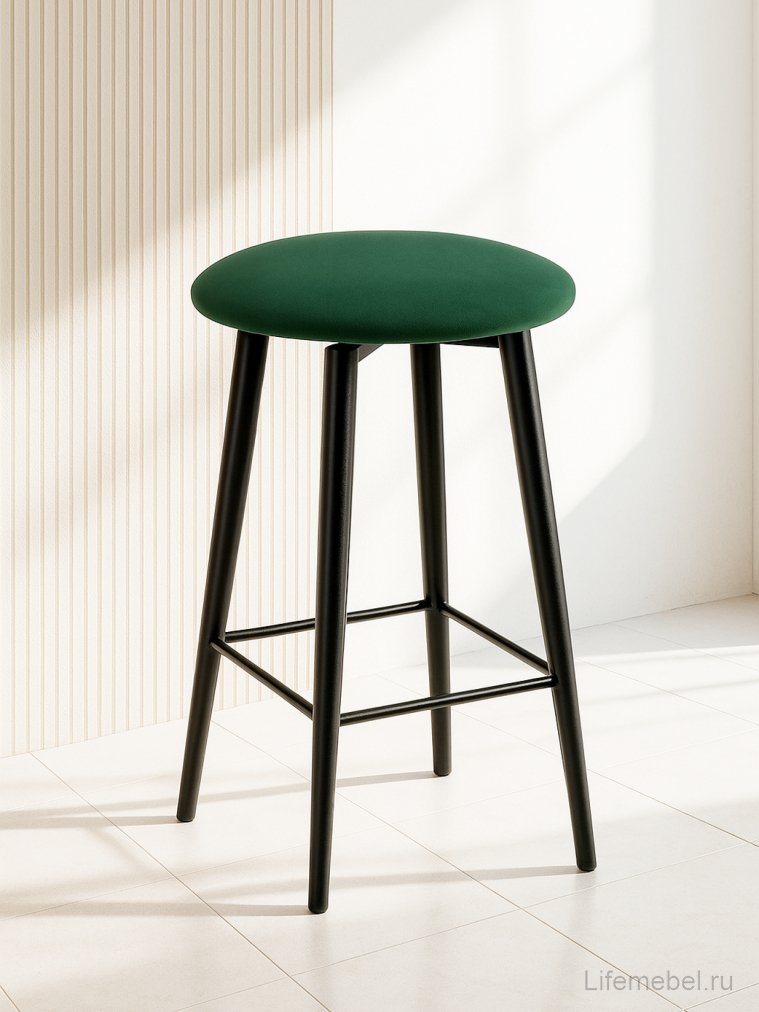 Полубарный стул Гангток крутящийся изумруд / черный матовый