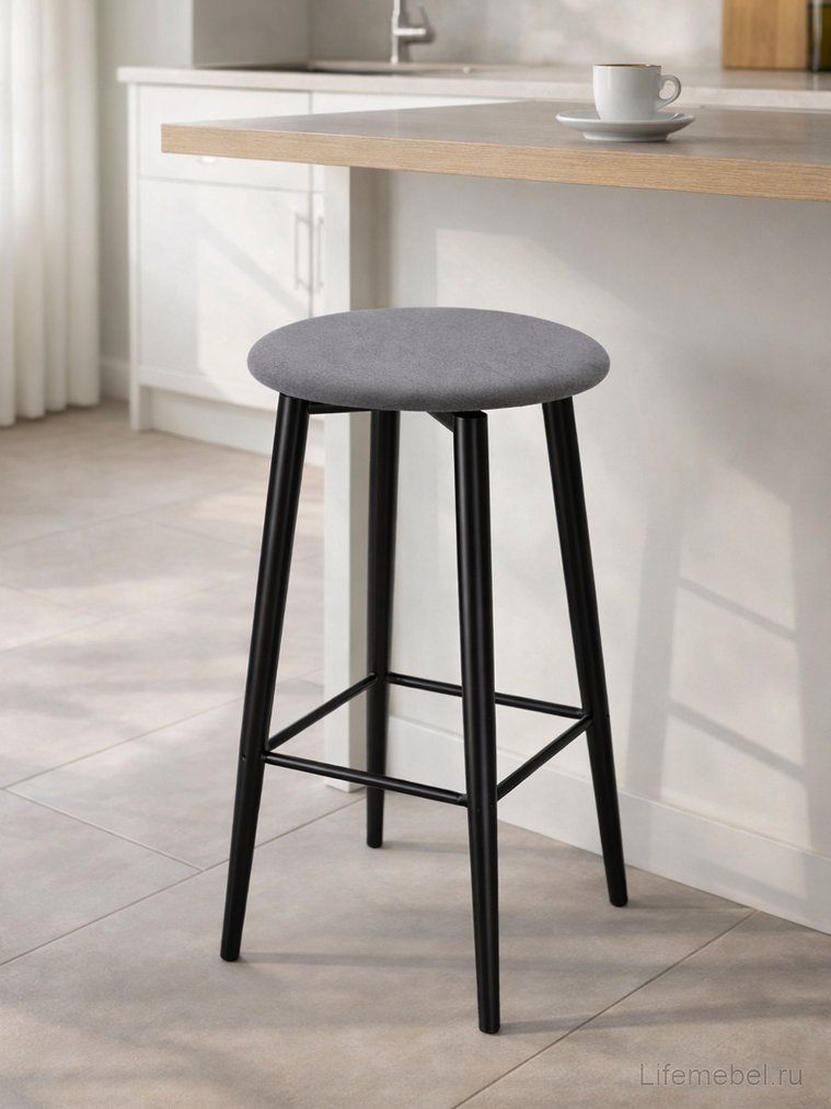 Полубарный стул Гангток крутящийся сильвер / черный матовый