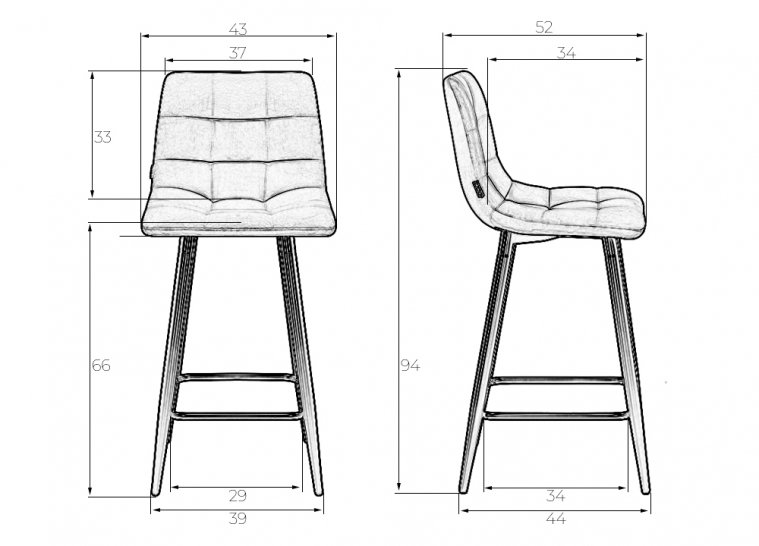 Полубарный стул Olivia зелёный велюр / черный матовый