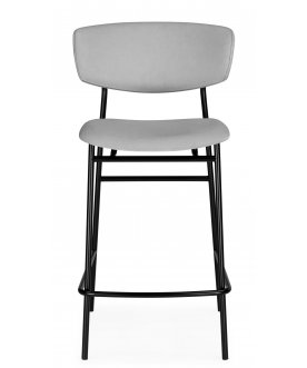 Стул барный Поло светло-серый / черный каркас