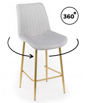 Полубарный стул Седа 360 светло-серый (zd 960) / золотой