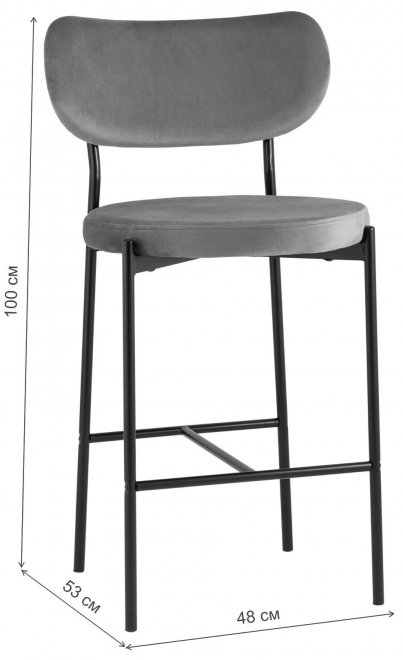 Полубарный стул Тунор серо-голубой велюр