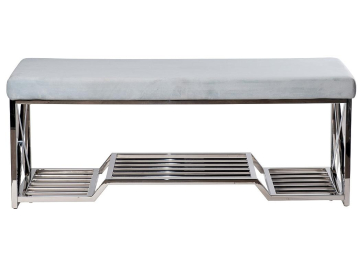 Банкетка 47ED-010BAN-GLB велюр голубой / хром