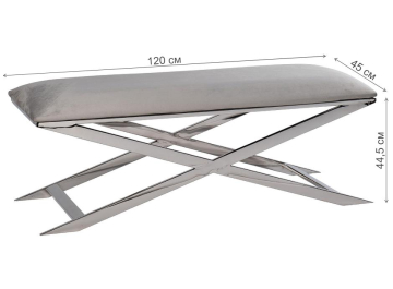 Банкетка 47ED-019BAN-SVSER светло-серый велюр / хром