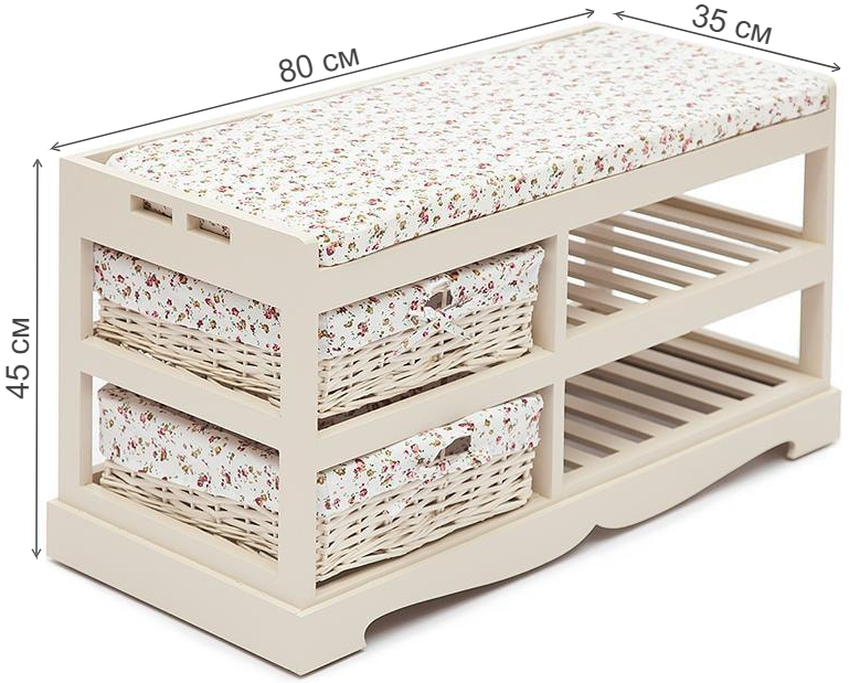 Банкетка Secret De Maison Echoppe mod. 4322 слоновая кость / розочки