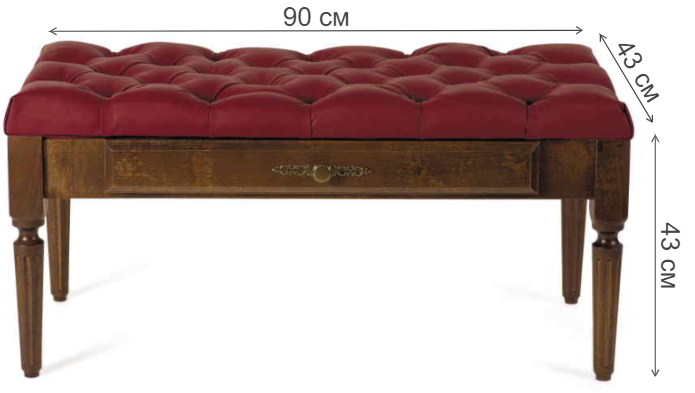 Банкетка Оливия бордовый / темно-коричневый