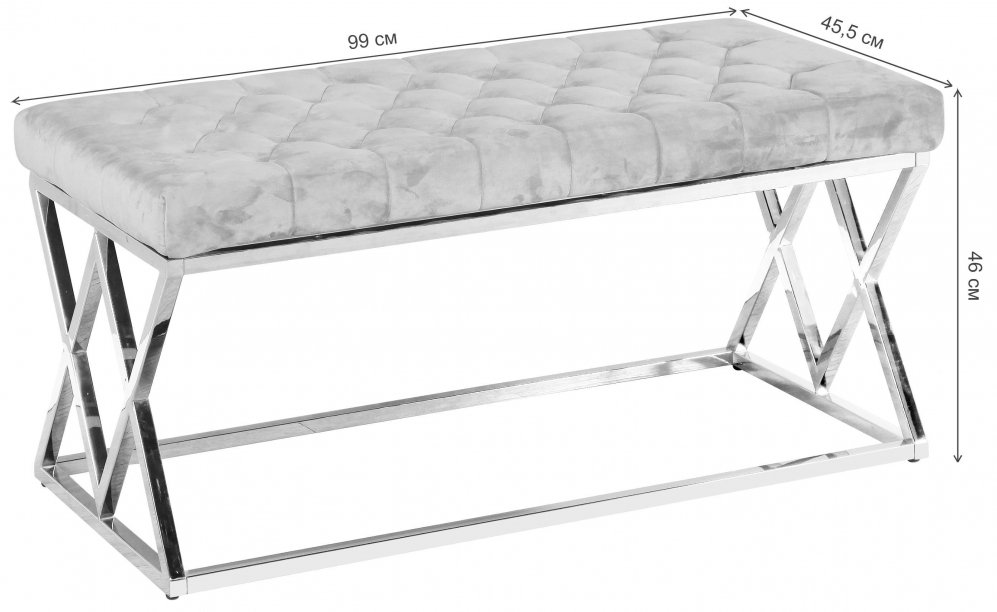 Банкетка Президиум серый / сталь серебро