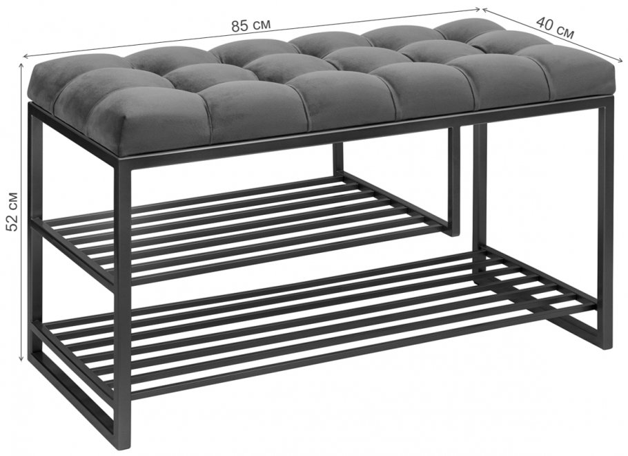 Банкетка Garda Plus велюр каретная стяжка marsala / черный