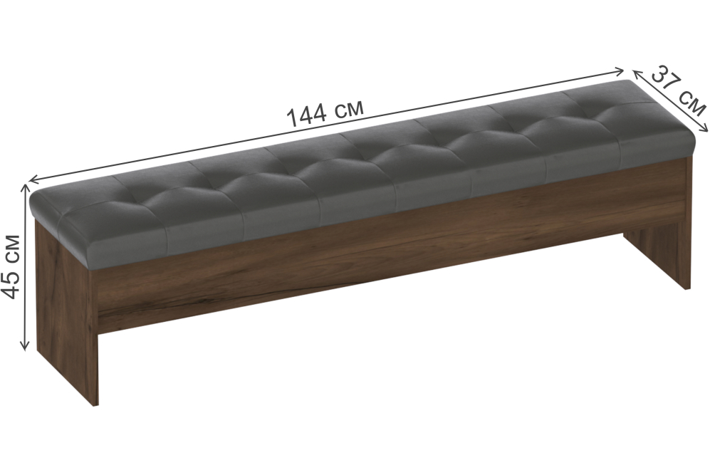 Банкетка Глазго 1400 таксония / пегас грей / венге