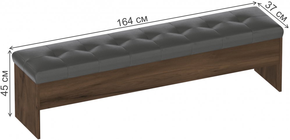 Банкетка Глазго 1600 таксония / пегас грей
