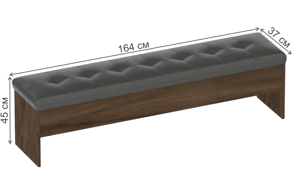 Банкетка Глазго 1600 таксония / пегас грей