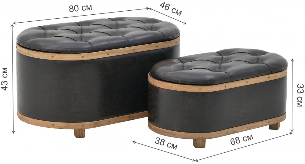 Комплект банкеток Patricia натуральный / черный