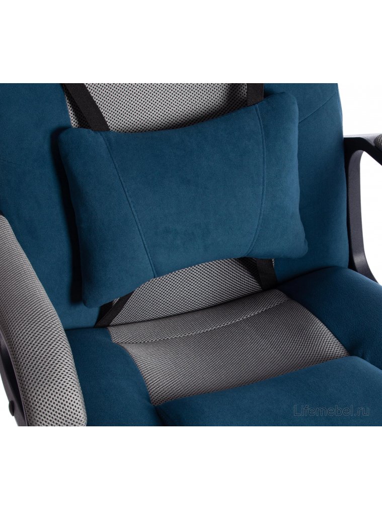 Компьютерное кресло Driver/Драйвер флок синий / ткань серый