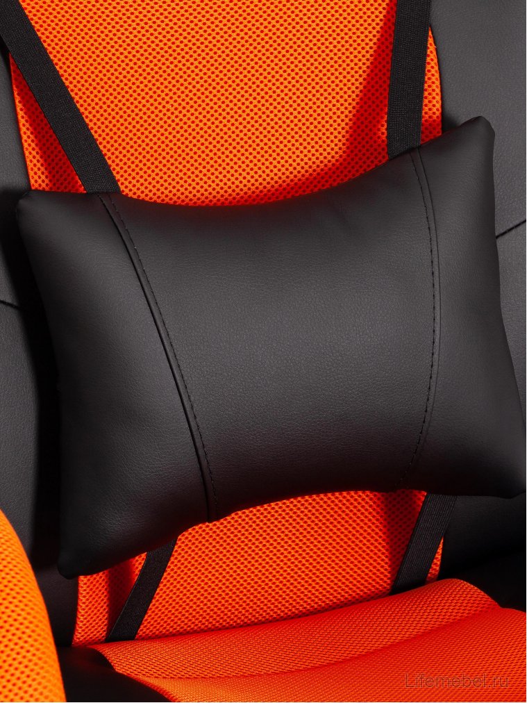 Компьютерное кресло Driver/Драйвер кожзам черный / ткань оранжевый