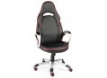 Компьютерное кресло Мустанг Х CX0496H black red серый пластик / экокожа черная / красная строчка