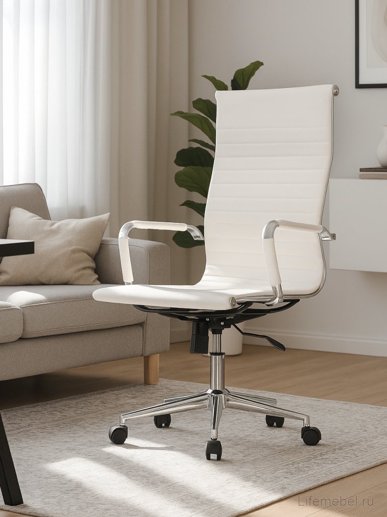 Компьютерное кресло Reus pu white / chrome