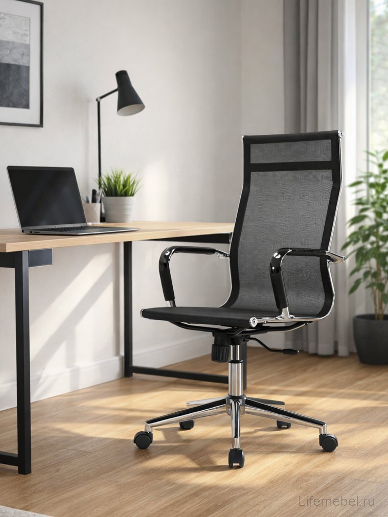 Компьютерное кресло Reus сетка черный / хром