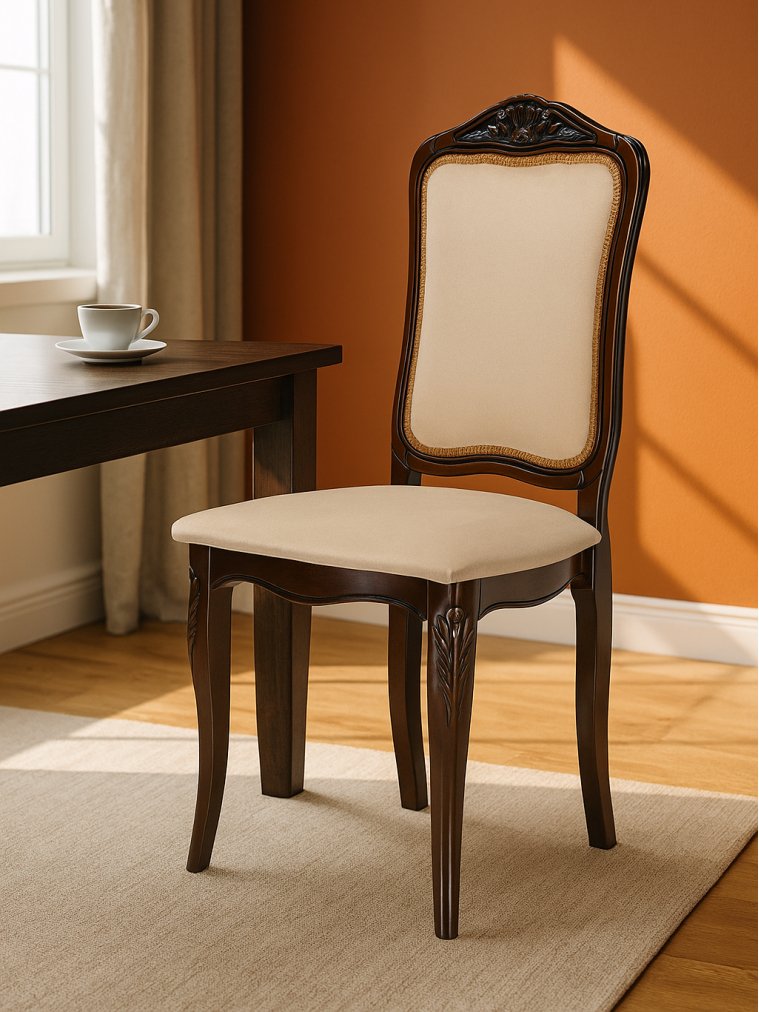 Деревянный стул Эмилин вишня / бежевый тк. К02