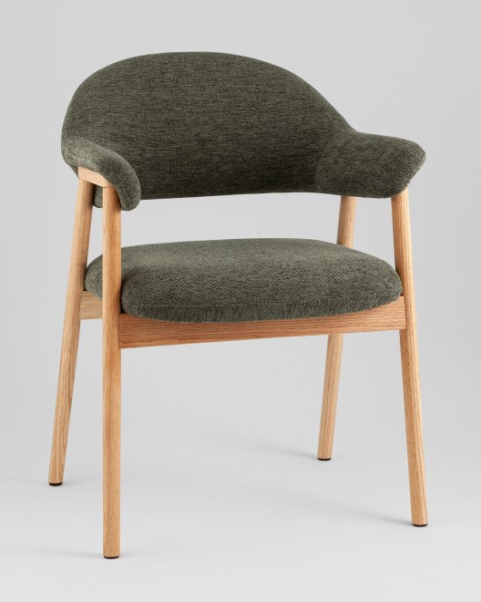 Деревянный стул Сави шенилл зеленый