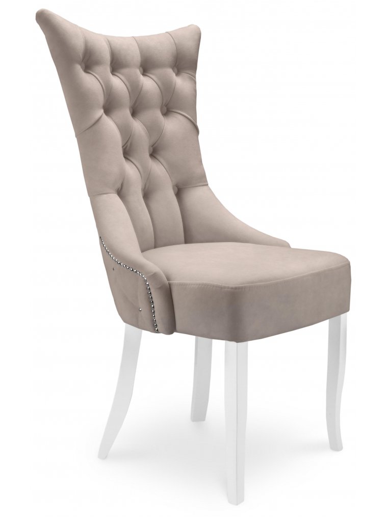 Стул Альберт коричневый велюр Киви 88 / белый каркас / серебро