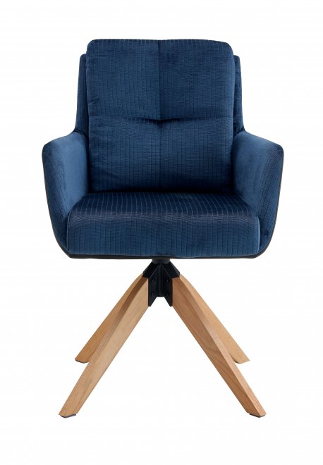 Стул деревянный крутящийся GUSTAV синий / бук