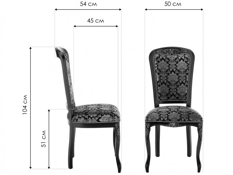 Стул Клето патина серебро / черный
