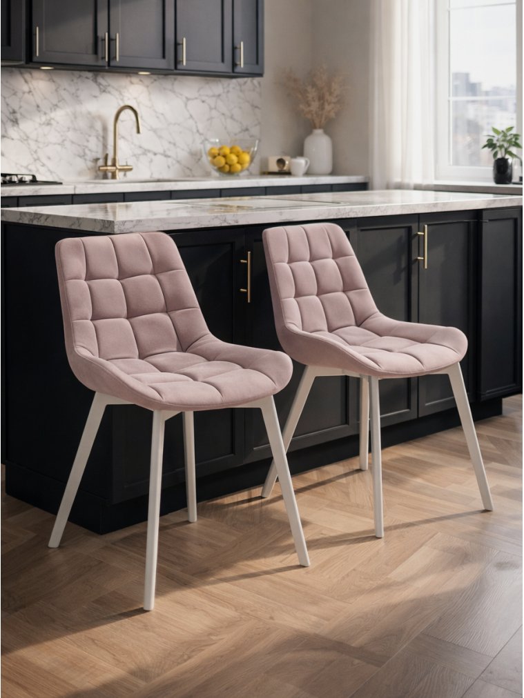 Комплект стульев крутящихся Форт 2 шт розовый (hl 41) / 1П белый каркас