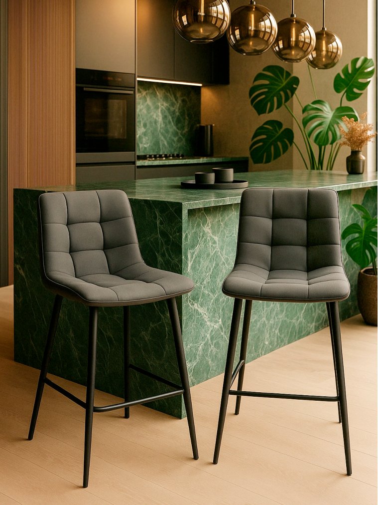 Комплект стульев полубарных Бэйс 2 шт темно-серый / черный