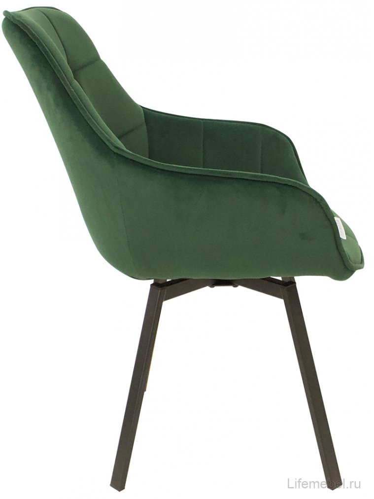 Кресло поворотное Арнем велюр зеленый / черный каркас