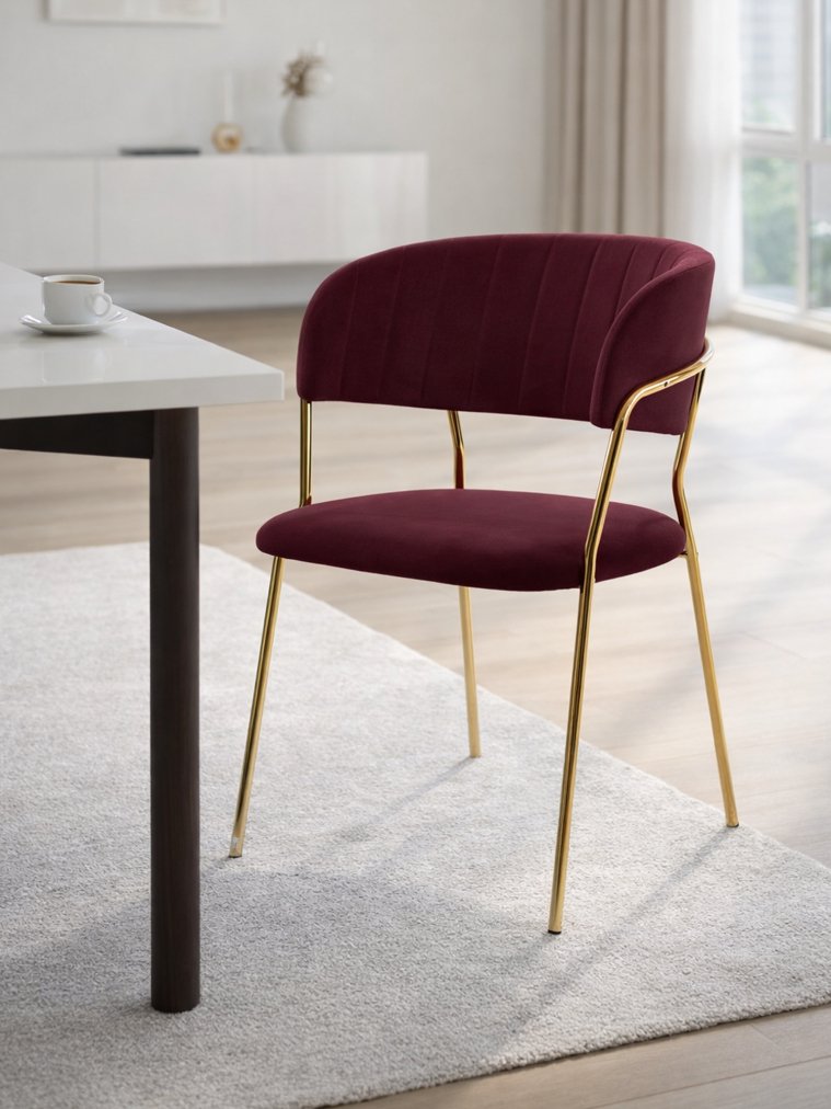 Стул на металлокаркасе Kamelia 1 wine red / gold