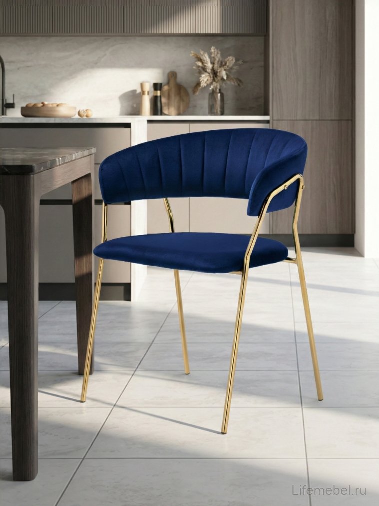 Стул на металлокаркасе Kamelia 1 dark blue / gold
