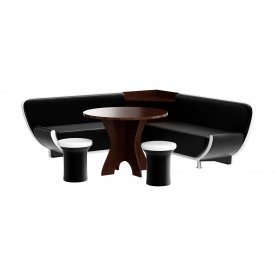 Кухонный уголок Лотос экокожа черно-белый левый