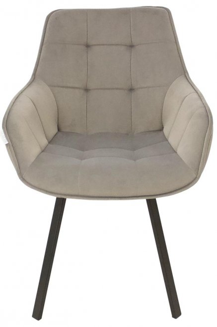 Кресло Декс поворотное серо-бежевая замша / черный квадратный каркас