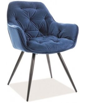 Кресло Cherry Velvet темно-синий/ черный матовый
