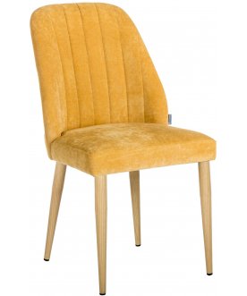 Стул на металлокаркасе Alen желтый / натуральный дуб 