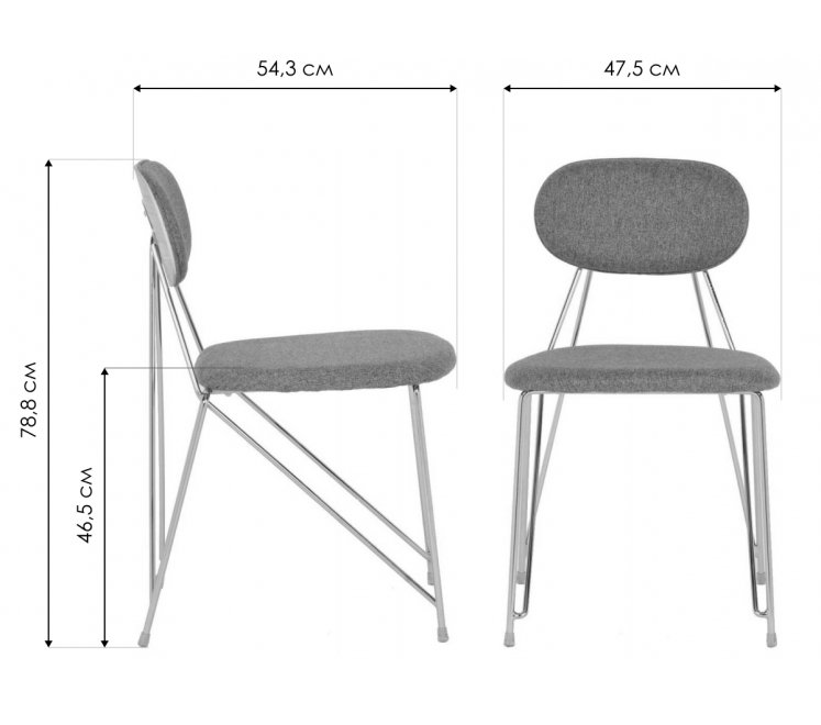 Стул на металлокаркасе Alice серый