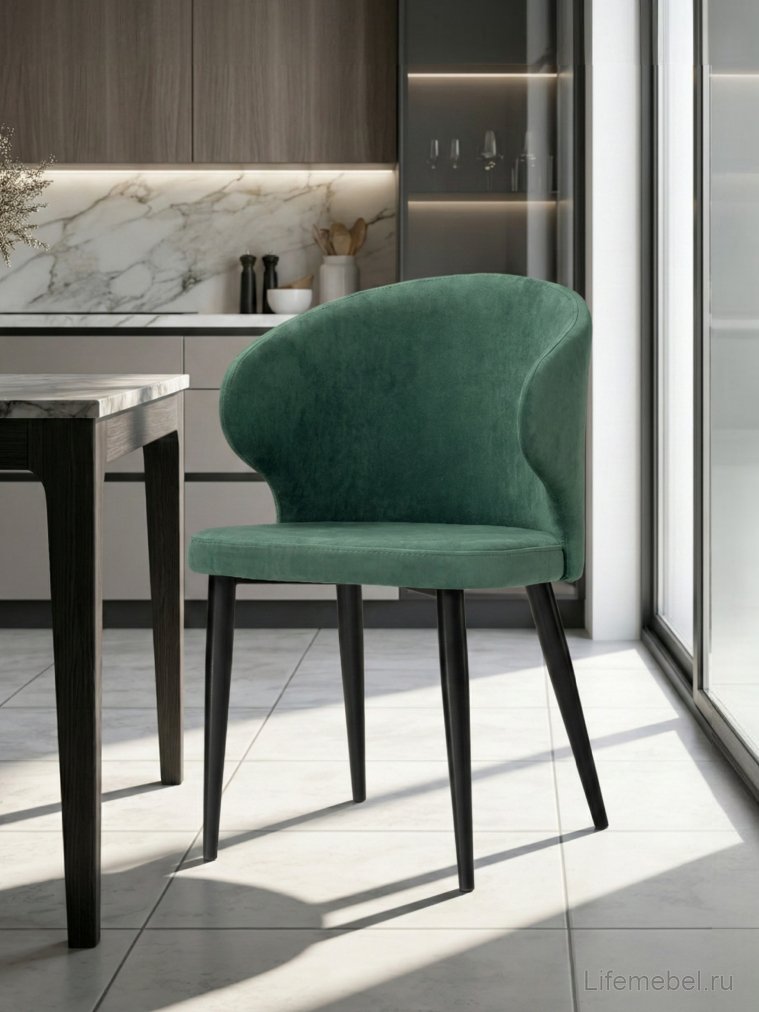 Стул на металлокаркасе Алсисар катания изумруд / черный