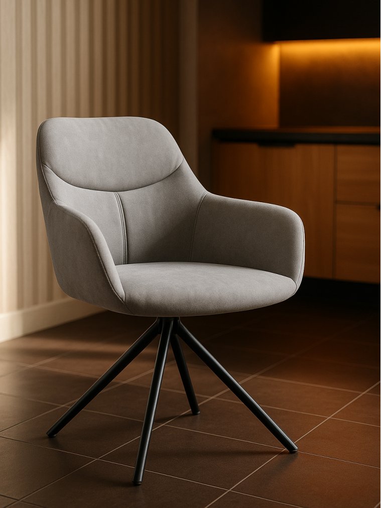 Стул на металлокаркасе Бартон 2 ткань мадера 22 / черный матовый