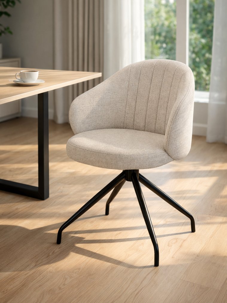 Стул на металлокаркасе Bekar крутящийся бежевый / черный